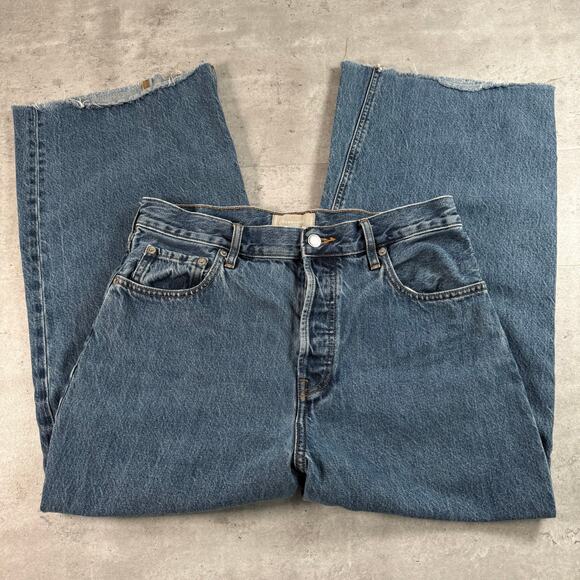 Everlane The Way Wide Crop Jeans Womens Size 30 Medium Wash Button Fly - Picture 3 of 11